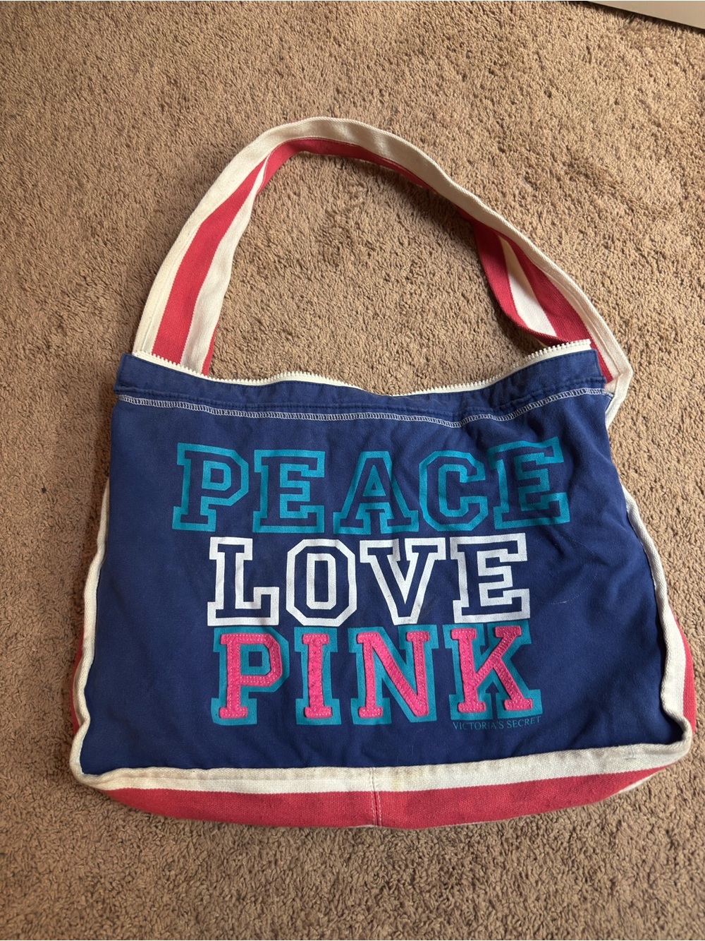 Y2K PINK Victoria's Secret Navy Canvas Tote